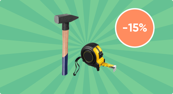Скидка 15% на молоток при покупке рулетки